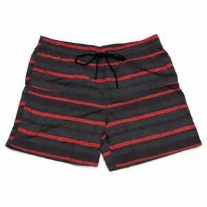 Columbia Men's Large Swim Trunks Black Red Striped Omni-Shield Lined